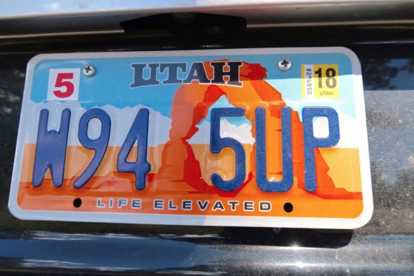 plaque immatriculation Utah