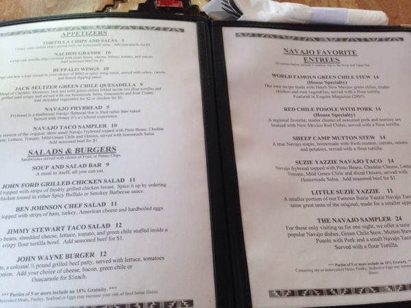 menu restaurant The View 